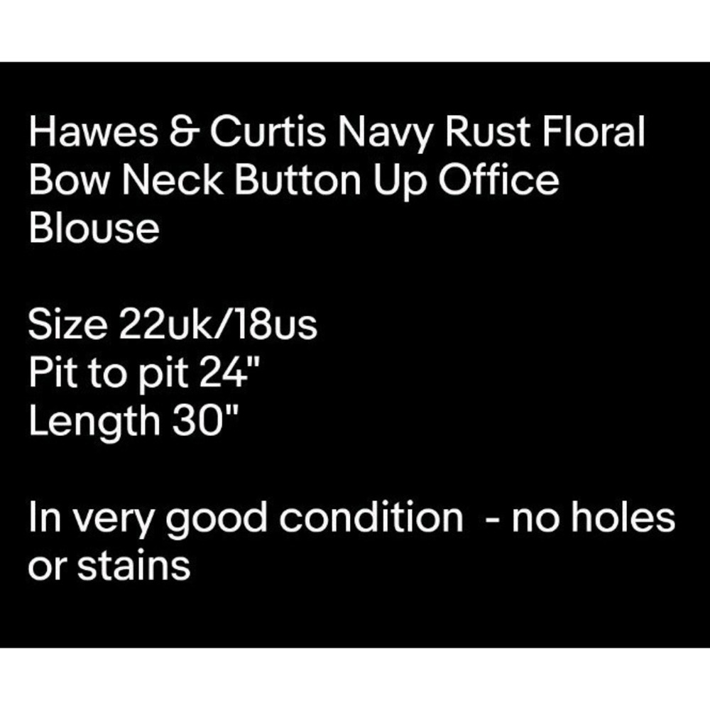 Hawes & Curtis Navy Rust Floral Bow Neck Button Up Office Blouse Sz 22uk/18us - Picture 9 of 9
